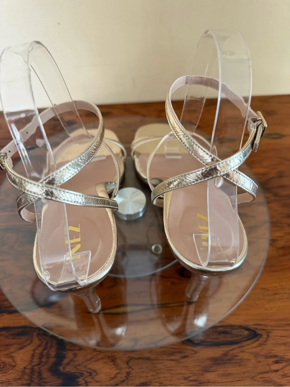Metallic Gold Strappy Heeled Sandals by INEZ